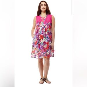 La Cera Sleeveless Short Floral Sundress Pink Sleeveless XL